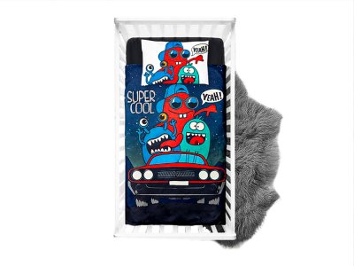 Webware Baumwolle Panel 75cm x 100cm coole Monster