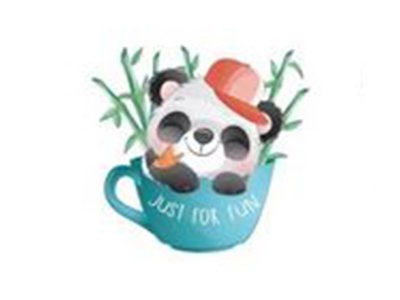 Transfer-Applikation zum Aufbügeln ca. 6,0 cm  x 8,0 cm - Panda in Kaffeetasse