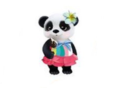 Transfer-Applikation zum Aufbügeln ca. 4,5 cm  x 7,0 cm - Pandamädchen mit Blume