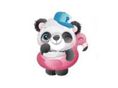 Transfer-Applikation zum Aufbügeln ca. 6,5 cm  x 8,0 cm - Pandajunge mit Schwimmreifen
