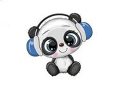 Transfer-Applikation zum Aufbügeln ca. 8,5 cm  x 7,5 cm - Panda mit Kopfhörer 