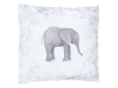 Webware Baumwolle PANEL 48 cm x 48 cm - Elefant im Blumenkranz