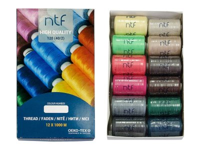 Garn-Set mit 12 Garnrollen je 1000m - Frühlingsmix