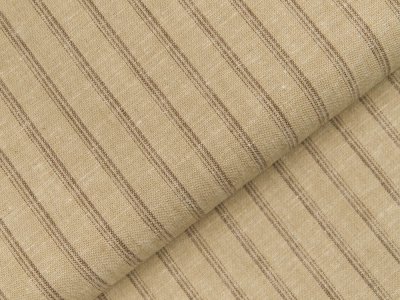 Gewebter Halbleinenstoff - Querstreifen - beige