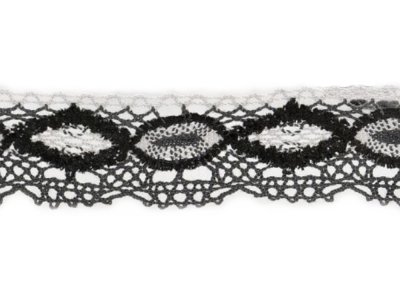 Spitzenband ca. 30mm - geschwungenes Muster - schwarz