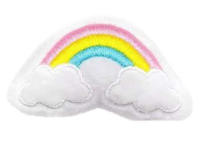 Plüschi ca. 4,8 cm x 8 cm - fluffige Wolke mit Regenbogen - weiß