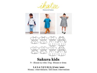 Französische Papier-Schnittmuster Ikatee - Kleid / Bluse SAKURA Kids - Kinder