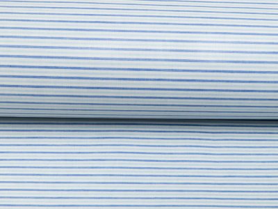 Beschichtete Webware Baumwolle extra Stark - Streifenmix - weiß/blau