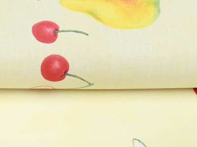 Beschichtete Webware Baumwolle - leckere Früchtchen - pastellgelb