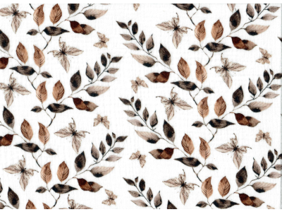 Musselin Baumwolle Double Gauze Snoozy Digitaldruck Mix Aster - Zweige und Schmetterlinge - weiß