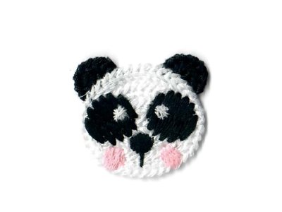 Häkelapplikation/Aufnäher ca. 30 mm x 35 mm - putziger Pandabär - weiß