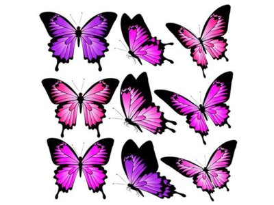 Transfer-Applikation zum Aufbügeln ca. 22,0 cm x 22,0 cm - bunte Schmetterlinge 