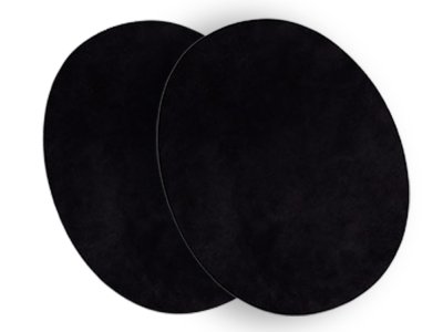 Velour Flicken oval zum Aufbügeln 14 cm x 11cm 2 Stück - uni schwarz