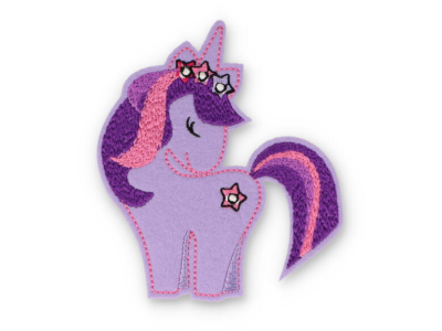 Applikation zum Aufbügeln ca. 9 cm x 10,5 cm - Einhorn - lila/rosa