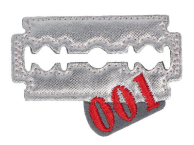 Applikation zum Aufbügeln ca. 6,5 cm x 4,5 cm- Klinge 001 - grau/rot