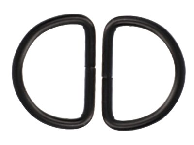 2 Halbrundringe / D-Ringe ca. 30 mm x 22 mm - schwarz