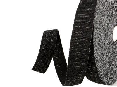 Gurtband mit Glitzerfäden 30 mm - uni schwarz