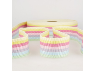 Gurtband 40 mm - pastellige Regenbogenstreifen - bunt
