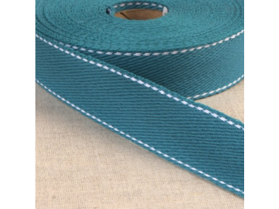 Gurtband Baumwolle 30 mm mit Ziernähten - uni petrol