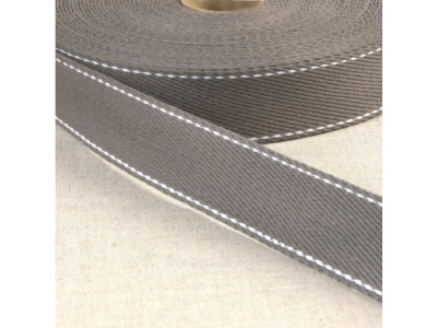 Gurtband Baumwolle 30 mm mit Ziernähten - uni grau