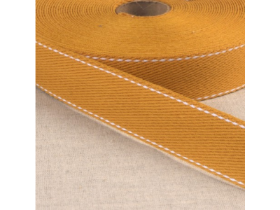 Gurtband Baumwolle 30 mm mit Ziernähten - uni ocker