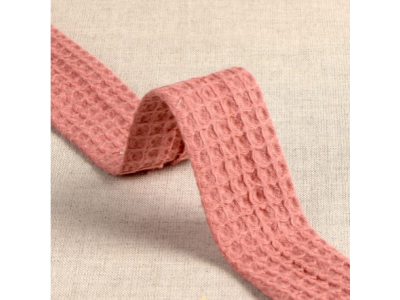 Waffelpiqué Baumwolle Schrägband/Einfassband gefalzt 27 mm - uni altrosa