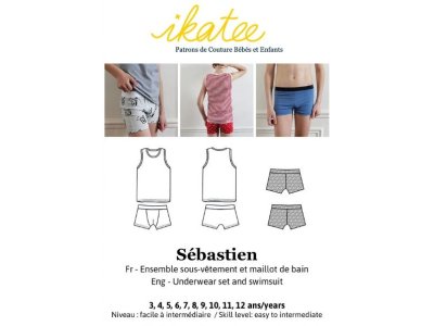 Französische Papier-Schnittmuster Ikatee - Unterwäsche / Badehose SÉBASTIEN - Kinder