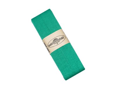 Jersey Schrägband Oaki doki gefalzt 20 mm x 3 m  - smaragd grün