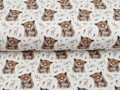 Sweat French Terry Digitaldruck Stenzo Mouse - Leopardenfamilie - weiß