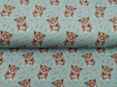 Sweat French Terry Digitaldruck Stenzo Mouse - Leopardenfamilie - altmint