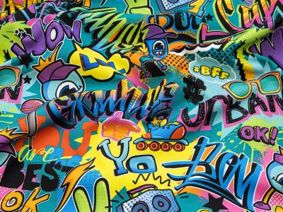 NANO-Softshell Swafing Robin - Graffiti Design - bunt