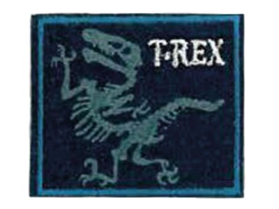 Applikation zum Aufbügeln ca. 5,8 cm x 5,8 cm - T-Rex quadratisch - blau / weiß