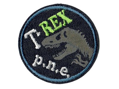 Applikation zum Aufbügeln ca. 5,5 cm x 5,5 cm - T-Rex p.n.e. - blau / grün