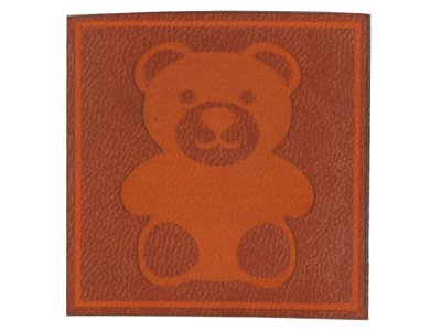 Applikation/Label aus ökologischem Kunstleder ca. 50x50mm - Teddy - dunkelbraun