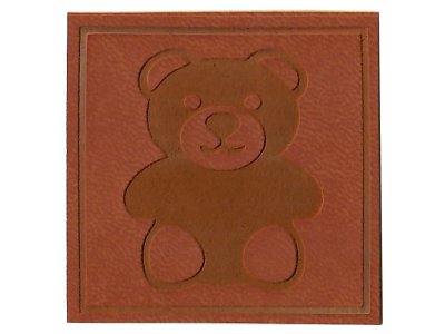 Applikation/Label aus ökologischem Kunstleder ca. 50x50mm - Teddy - hellbraun