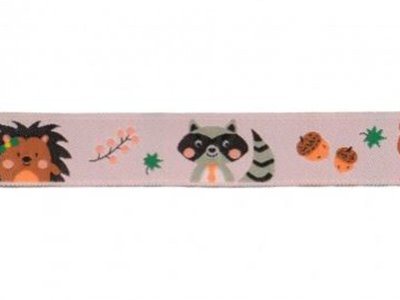 Webband mit Tieren ca. 15mm - rosa