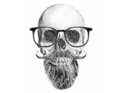 Transfer-Applikation zum Aufbügeln ca. 24,0 cm x 17,6 cm - Hippster Skull