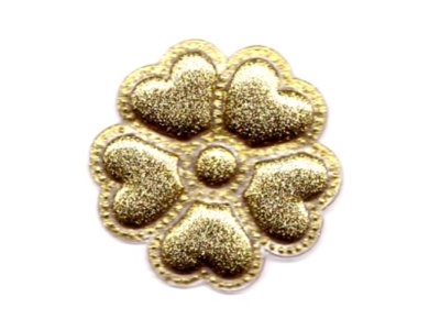 Applikation "Blume" Glitzer - 4,5 cm - gummiert - goldfarben 2 Stück