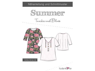 Papier-Schnittmuster Fadenkäfer Summer Tunika o. Bluse Damen