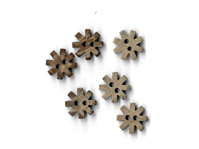 Runder Kokosnuss-Knopf - 6 Stück 13 mm - Blüte - dunkle holzfarbe