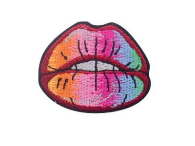 Applikation zum Aufbügeln ca. 5x4cm - Regenbogenlippen - rot