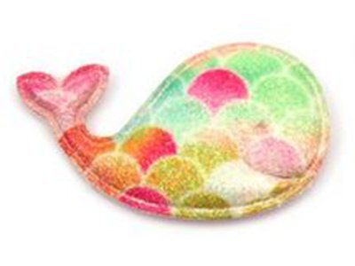 Applikation/Aufnäher gepolstert mit Glitzer ca. 30 mm x 50 mm - Regenbogen Delphin - rosa