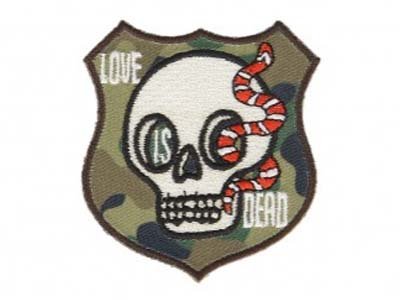 Applikation zum Aufbügeln - Totenkopf-Wappen - grün