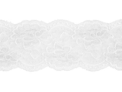 Elastische Spitze 100 mm - Blumen - weiß
