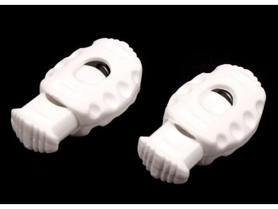 2 ovale Kordelstopper - 20 x 30 mm - für Kordeln mit max. 6 mm Durchmesser - weiß