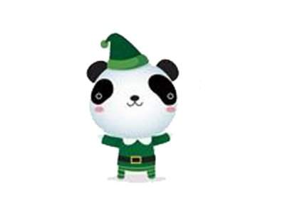 Transfer-Applikation Weihnachten zum Aufbügeln ca. 4,0 cm x 6,0 cm - Pandabär als Wichtel