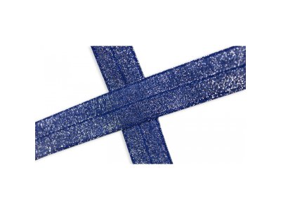 Elastisches Einfassband/Falzgummi 20 mm mit Glitzerfäden - uni kobaltblau