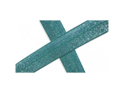 Elastisches Einfassband/Falzgummi 20 mm mit Glitzerfäden - uni smaragd