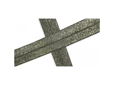 Elastisches Einfassband/Falzgummi 20 mm mit Glitzerfäden - uni armygrün