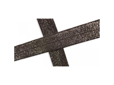 Elastisches Einfassband/Falzgummi 20 mm mit Glitzerfäden - uni braun